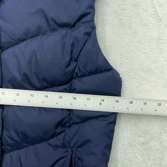 Gap Outdoor Edition Puffer Vest Womens Large Navy Blue Faux Fur Hooded Softshell - Picture 4 of 9